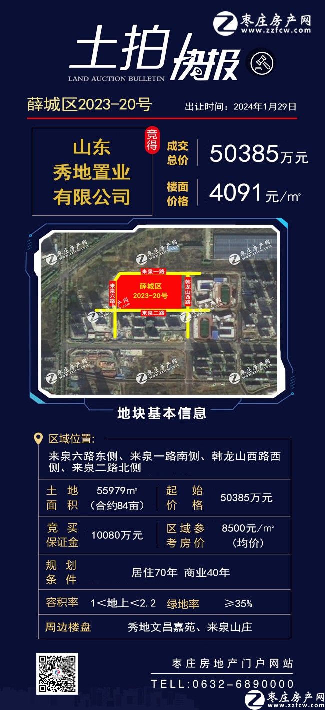 土拍成交丨薛城区6.7亿+成交2宗商住类用地约128亩！